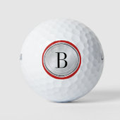 Zilver Rood en Zwart met uw Monogram Golfballen (Voorkant)
