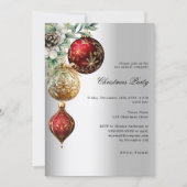 Zilver rood goud kerstballen business kerstfeest kaart (Voorkant)