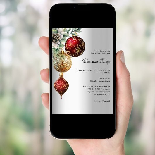 Zilver rood goud kerstballen business kerstfeest kaart