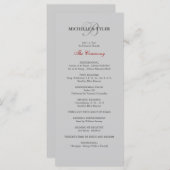 Zilver & Rood Monogram Trouwprogramma Programmakaart (Voorkant / Achterkant)