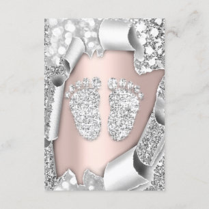 Zilver Roos Baby shower Feet Boy Glitter Girl Kaart