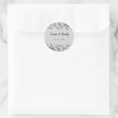 Zilver Roos en Sage Leaf Wedding Sticker (Tas)
