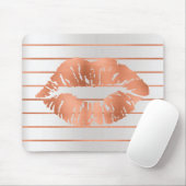 Zilver Roos Goud Blush Koper Strepen Lippen Kus Muismat (Met muis)