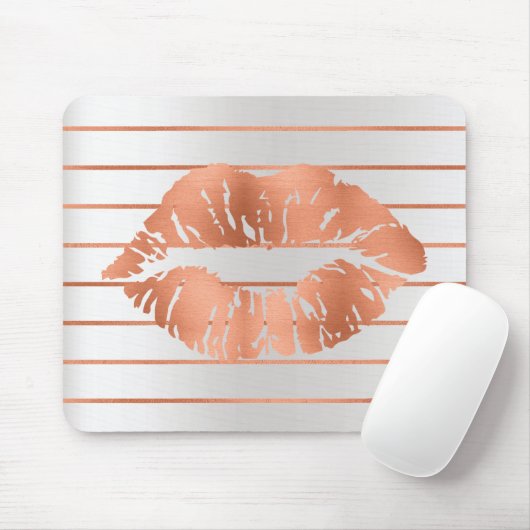 Zilver Roos Goud Blush Koper Strepen Lippen Kus Muismat (Met muis)