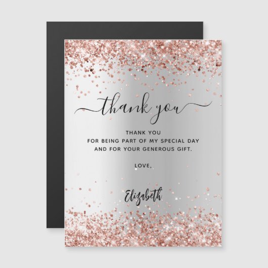 Zilver roos goud magnetische dank u kaart magnetische uitnodiging (Voorkant / Achterkant)