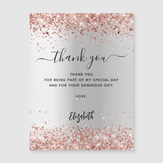 Zilver roos goud magnetische dank u kaart magnetische uitnodiging (Voorkant)