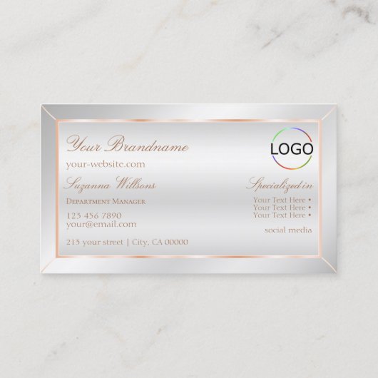 Zilver Roos Goud  met Monogram en Logo Visitekaartje (Achterkant)