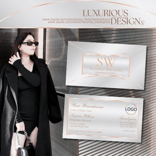 Zilver Roos Goud  met Monogram en Logo Visitekaartje