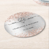 Zilver roos goud mr. hart script ronde kartonnen onderzetter (Gebogen)