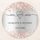 Zilver roos goud mr. hart script ronde kartonnen onderzetter (Voorkant)