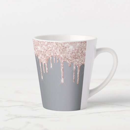 Zilver roos goud roze druppels latte mok (Rechts)