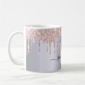 Zilver roos goudblauw glitter monogram initiaal koffiemok (Links)