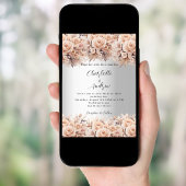 Zilver roos gouden bloemen elegante bruiloft kaart