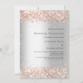 Zilver roos gouden bruiloft receptie kaart (Voorkant)