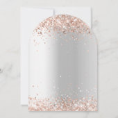 Zilver roos gouden confetti boogbruiloft kaart (Achterkant)