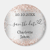 Zilver roos gouden hart boho bruiloft Save the Dat Magneet (Voorkant)