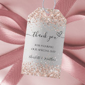 Zilver roos gouden hart dank u bruiloft cadeaulabel