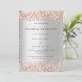 Zilver roos gouden luxe bruiloft receptie kaart (Staand voorkant)