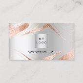 Zilver roos gouden marmer foto QR code logo Visitekaartje (Voorkant)