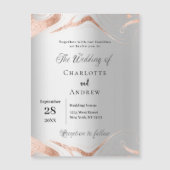 Zilver roos gouden marmer luxe bruiloft magnetische uitnodiging (Voorkant)