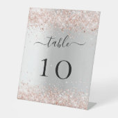 Zilver roos gouden trouwtafel nummer reclamebord met voetstuk (Voorkant)