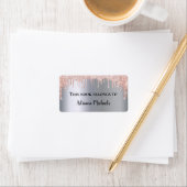 Zilver roos goudglitter blush bookplaat etiket (Insitu)