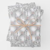 Zilver roos goudglitter druppelt schitterend glamo inpakpapier vel (In situ)