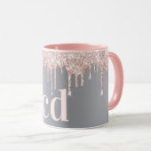 Zilver roos goudmonogram initialen mok (Voorkant rechts)