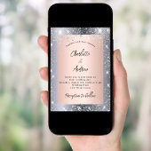 Zilver roos goudsparken elegante luxueuze bruiloft kaart