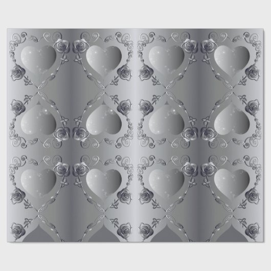 Zilver Roos Lijst inpakpapier (Vlak)