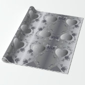 Zilver Roos Lijst inpakpapier (Uitgerold)