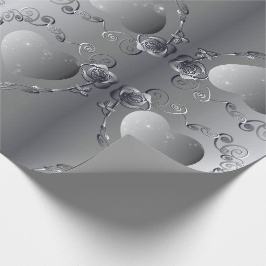 Zilver Roos Lijst inpakpapier (Hoek)