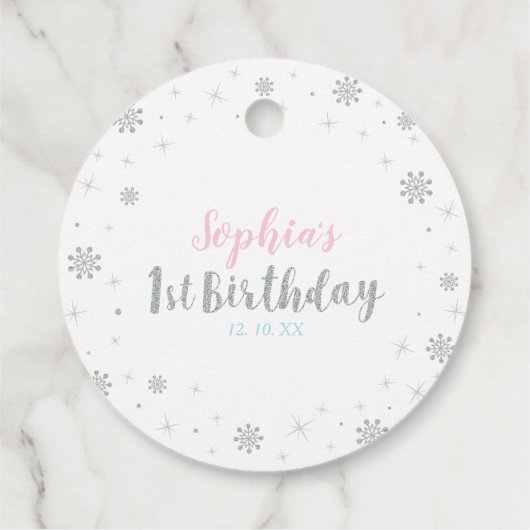 Zilver, Roze & Blauw Winter Nederland Bedankt Bedankjes Labels (Achterkant)