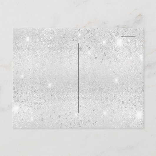 Zilver roze bloemen meisje Doop Uitnodiging Briefkaart (Achterkant)