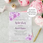 Zilver roze budget Bruids Douche uitnodiging Flyer