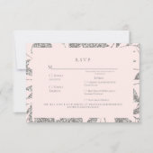 Zilver & Roze Elegant Bruiloft RSVP Kaartje (Voorkant)