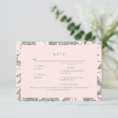 Zilver & Roze Elegant Bruiloft RSVP Kaartje (Staand voorkant)