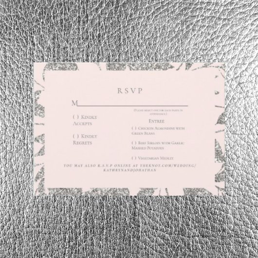 Zilver & Roze Elegant Bruiloft RSVP Kaartje