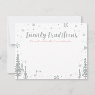 Zilver & Roze Familie Tradities Baby shower Game Advieskaart