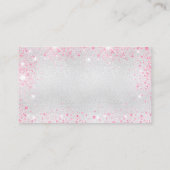 Zilver roze glitter girl baby shower visitekaartje (Achterkant)