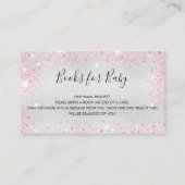Zilver roze glitter girl baby shower visitekaartje (Voorkant)