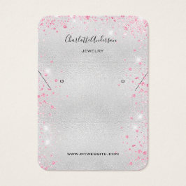 Zilver roze glitter oorkoningskaart voor foto's visitekaartje
