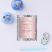 Zilver roze glitters elegante trouwbudget flyer (Enkel)