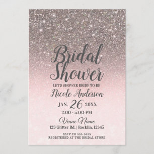Zilver & Roze Glitters Schitter Bruidsmeisjesfeest Kaart