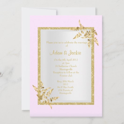 Zilver roze goudblad ELEGANT CLASSY WEDDING Kaart (Voorkant)