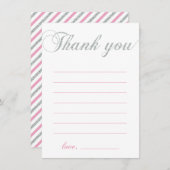 Zilver & Roze | Modern Girl Party Dank je Bedankkaart (Voorkant / Achterkant)