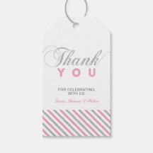 Zilver & Roze | Modern Party Favor Bedankt Labels