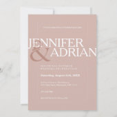 Zilver roze moderne, minimale eenvoudige bruiloft kaart (Achterkant)