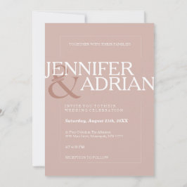 Zilver roze moderne, minimale eenvoudige bruiloft kaart