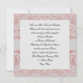 Zilver & Roze Monogram Damask Wedding Uitnodiging (Achterkant)